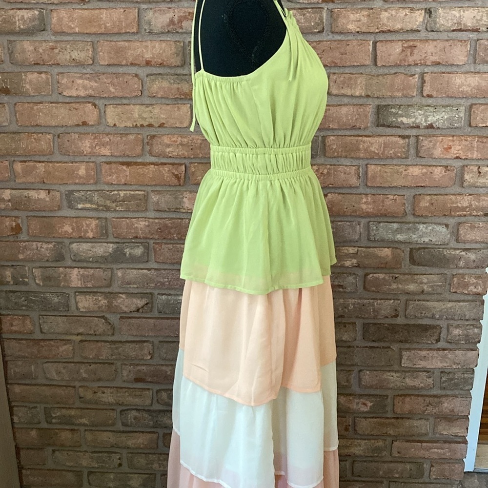 Flying Tomato Multicolored Layered Maxi Dress Small EUC - Picture 6 of 13